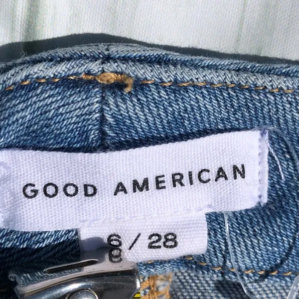 Good American NEW Skinny Jeans Raw Hem Blue Denim Size 6 / 28 Waist - Image 4