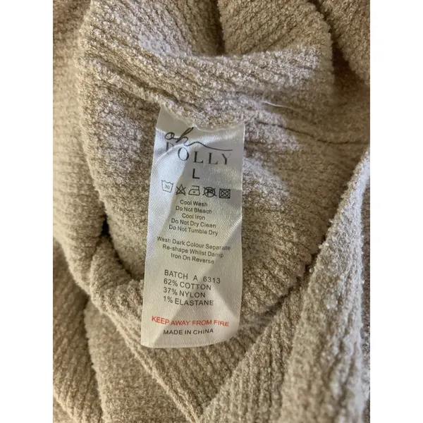 Oh Polly Beige Rib‎ Knit Square Neck Bodycon Maxi Dress L - Image 5