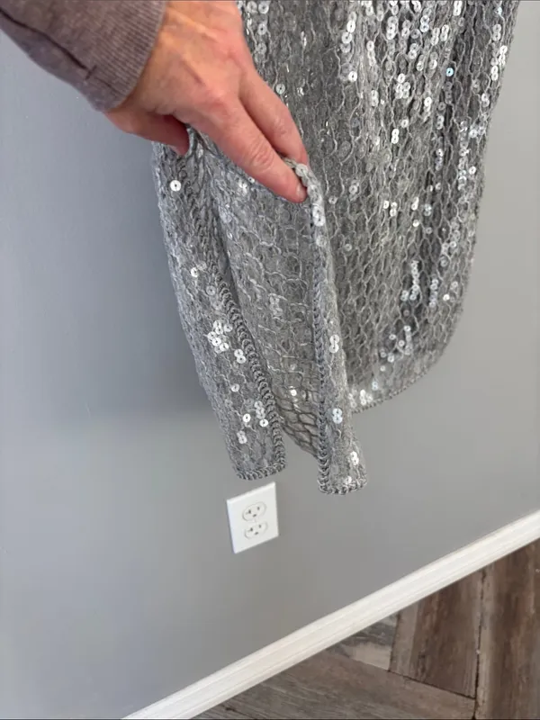 Zara Silver See through sequin skirt - Image 3