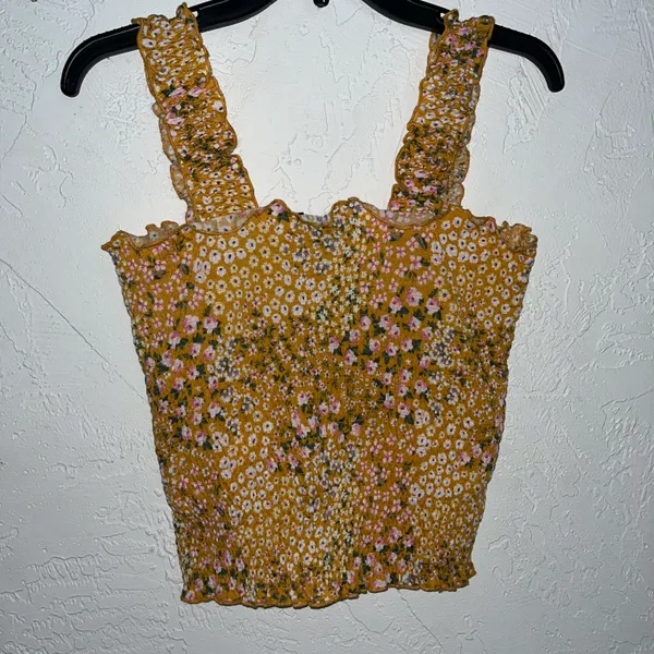 Almost Famous Yellow Floral Smocked Tank Top - Image 2