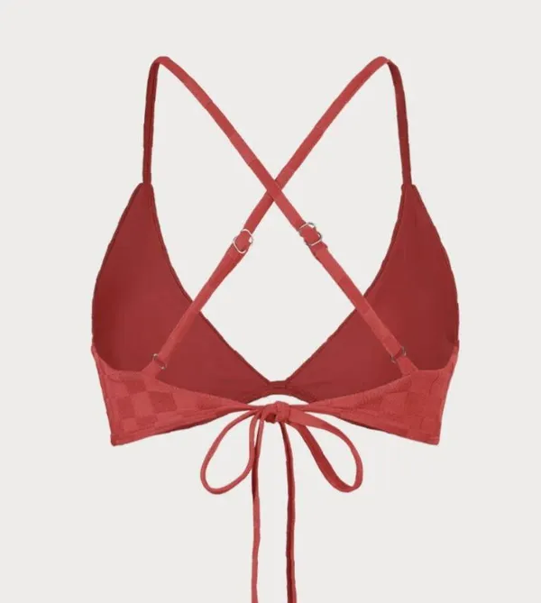 BERLOOK Red Jacquard Triangle Cross Back Bikini Top ONLY 46 - Image 8