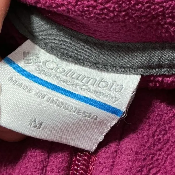 Columbia Half Zip Fleece Pullover Women M Purple Gray Hiking Thumbhole Sweater - Image 3