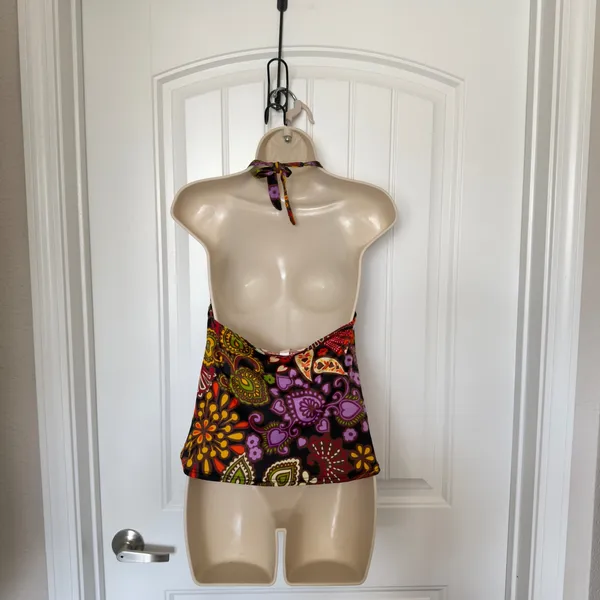 Victoria's Secret Large Paisley Floral Halter Tankini Top Y2K Boho Chic - Image 2