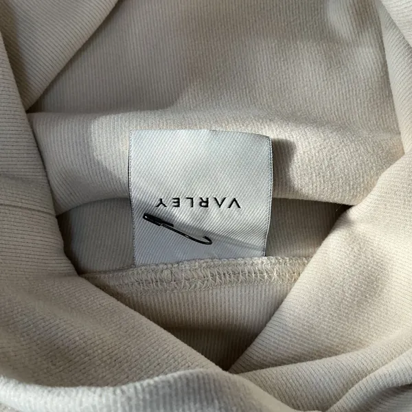 Varley Funnel Neck Pullover Cream Contrast Piping Thumbhole Large Athleisure - Image 2