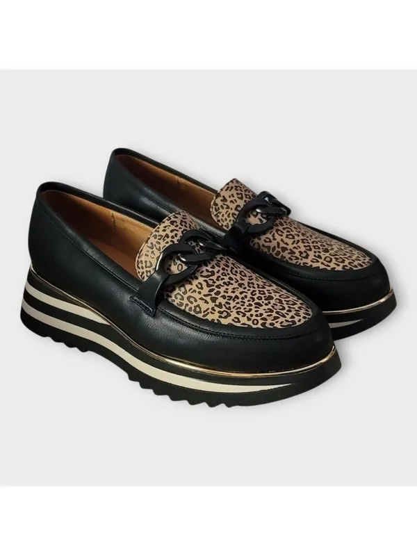 Good Choice Women's Geneva Animal Print Chain Slip On Platform Loafers Size 9 - Image 13