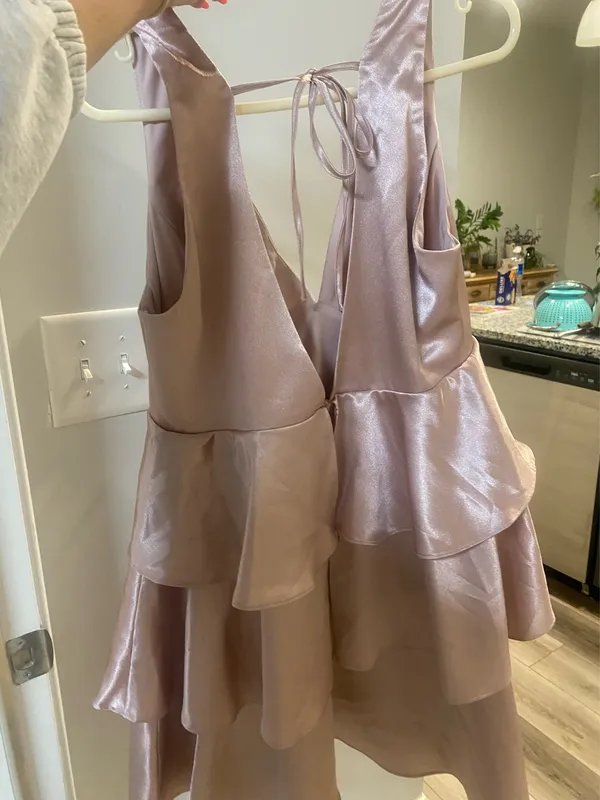 Pink satin dress Size L - Image 2