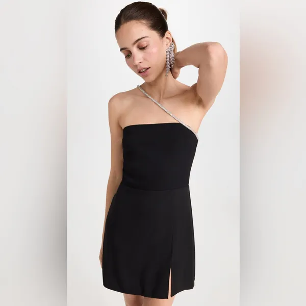 Amanda Uprichard Dream Diamante Strap Cocktail Dress‎ Black Size Small - Image 2