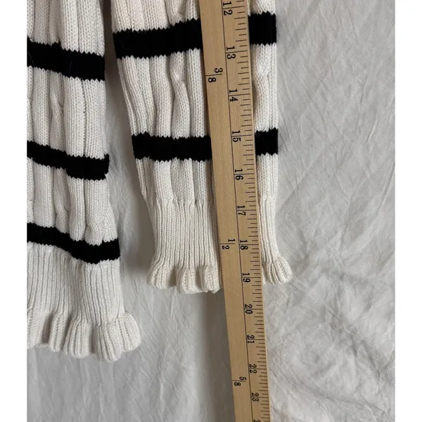 American Living White With‎ Black Stripes Sweater Women's Size Medium Ruffles - Image 12
