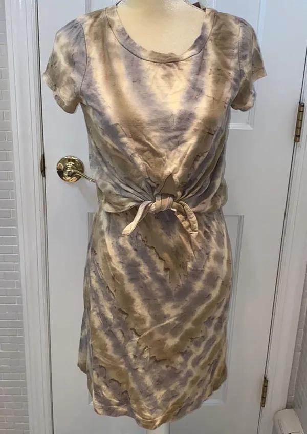 Anthropologie Maronie 💯 cotton tie dye tan/lavender tee shirt dress. Size M NWT - Image 4