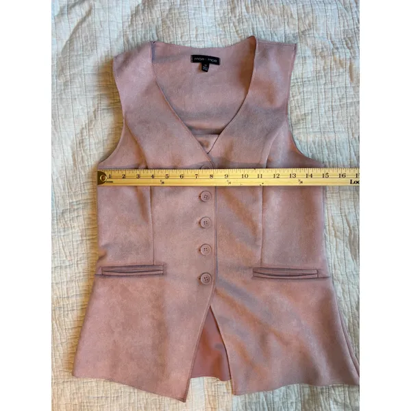 Moa Moa Faux Suede Vest Pink Button Front Tailored Waistcoat UA632-SUA Medium - Image 2