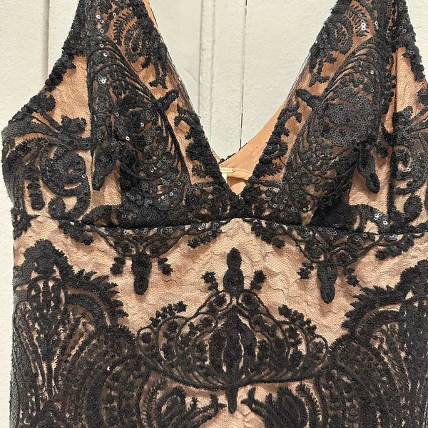 Revolve Free People Night Shimmers Mini Dress Black lace sequins 4 small - Image 7