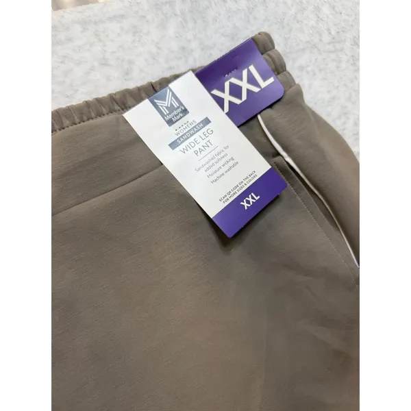 Members Mark Sandwash Wide Leg Pants XXL Taupe Brown Piping Moisture Wicking NWT - Image 5