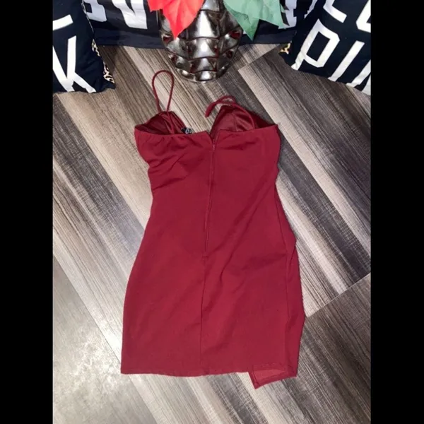 Windsor Red Ruched Spaghetti Strap Mini Dress - Image 6