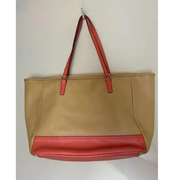 COACH Large Tan Orange Leather Tote/ Shoulder Bag - Image 2