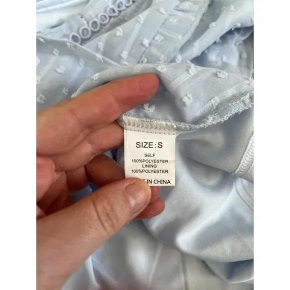 NWOT Women's sky blue chiffon‎ boho short sleeve shirt size small - Image 6