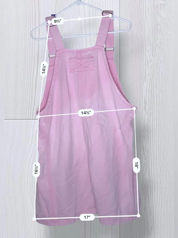 Women's Pastel Pink Cotton Denim Overall Mini Dress - Image 7