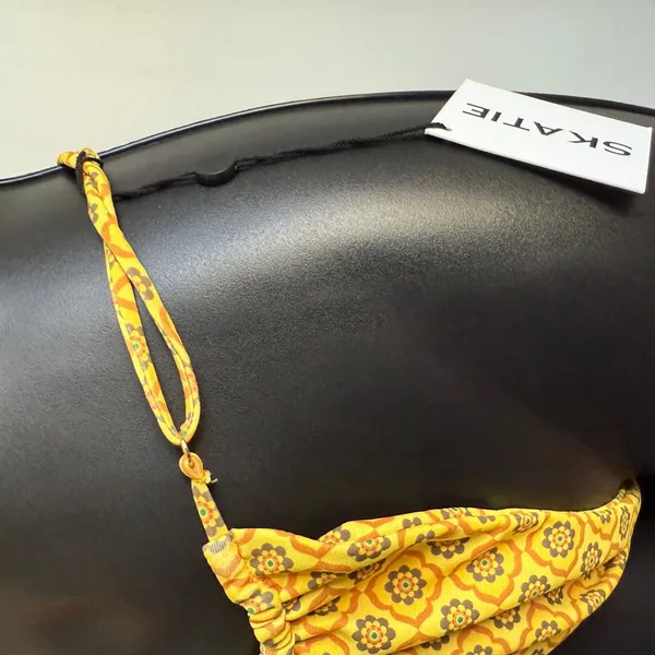 SKATIE Bikini Bottoms sz M‎ Yellow Floral Tile Print Sustainable Swimwear NWT - Image 3