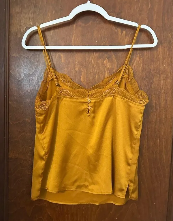 Abercrombie & Fitch Mustard Yellow Lace Cami Top Size M - Image 3