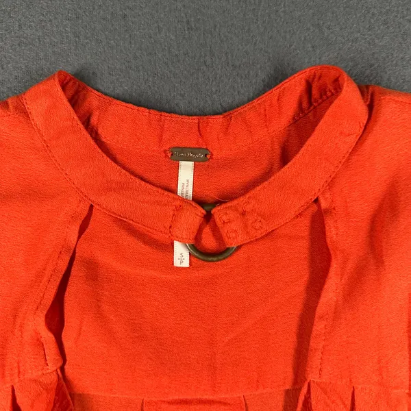 Free People Sleeveless Blouse Small Orange‎ Sleeveless Draped Ring Detail Top - Image 2