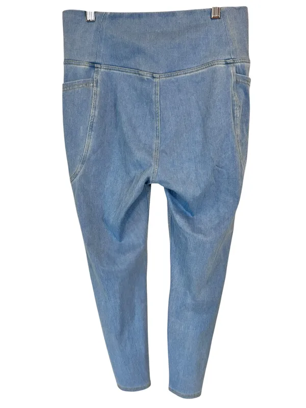 Halara Flex Crossover Side Pocket Washed Stretchy Knit Denim Work Legging - Image 7