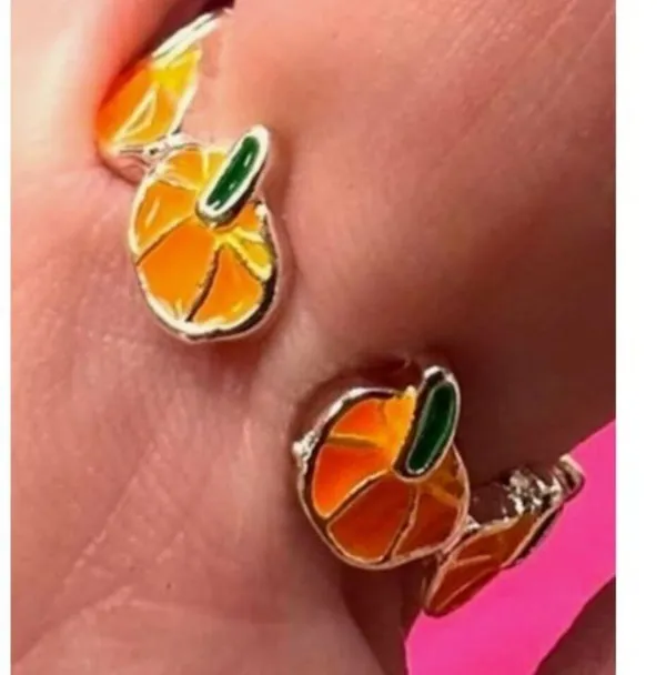 Pumpkin Ring New Orange Silver Adjustable Thanksgiving Autumn Jewelry Fe… - Image 8
