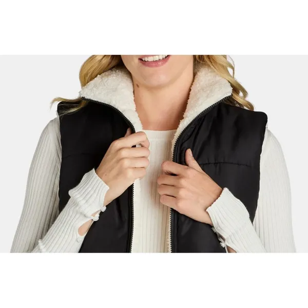 No Boundaries Womens Vest Size S Black Reversible Lightweight Zip Front Fleece - Image 8