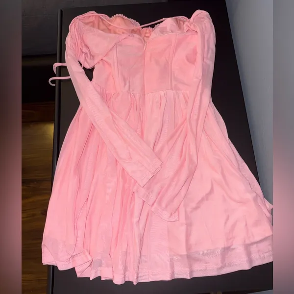 Hello Molly Tip Toe Lace Mini Dress Pink - Image 10