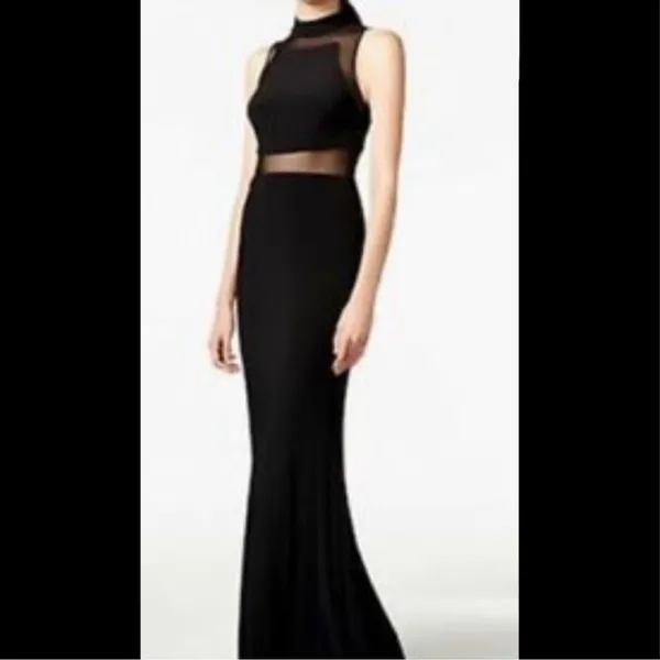Betsy Adam Black Mesh Illusion Mesh Cut Out Maxi Dress Womens 0 Formal Black Tie - Image 2
