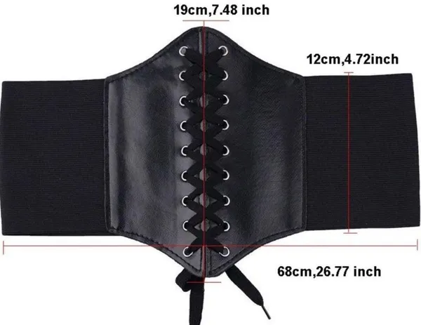 NEW Black Faux Leather Lace-Up Corset Waist Belt Goth Witch Halloween Costume Outfit - Image 14