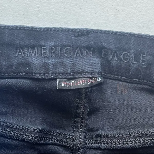 American Eagle Black Distressed NE(X)T Level Stretch Jegging Size 4 - Image 4