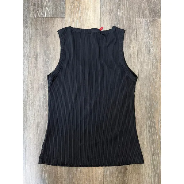 SPANX Ribbed Tank Top Small Black Shaping Stretch Scoop Neck - Image 6
