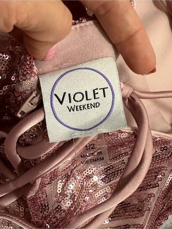 Violet Weekend Blush Pink Sequin Maxi Dress — Size 1/2 — NWT - Image 9