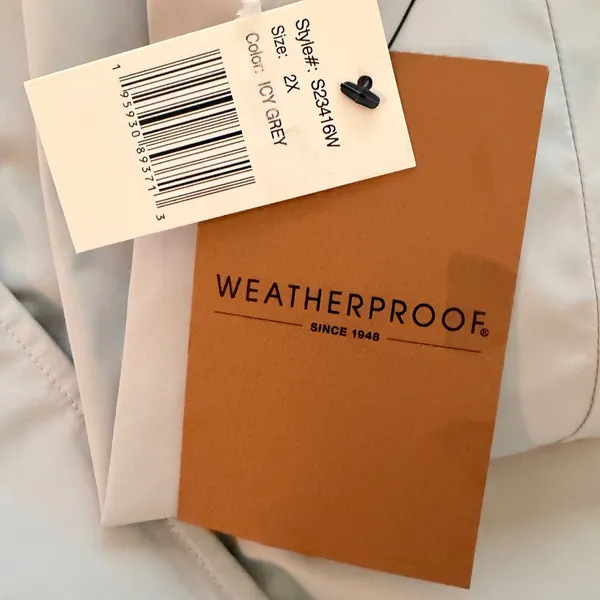 NWT WEATHERPROOF Women's Hooded Rain Coat Anorak-Style Jacket in Grey, 2X - Image 11