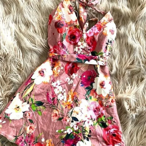 PRIVACY PLEASE Floral Mini Dress Pink Small‎ - Image 2