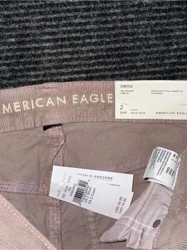 American Eagle NWT 90s Straight Dusty Rose Corduroy Pants Women’s Sz 2 SHORT - Image 7