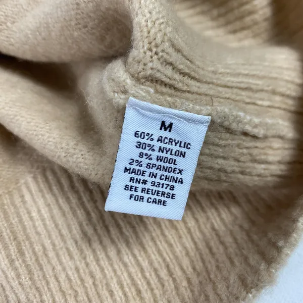 Magaschoni Sweater Womens Medium Beige Mock Neck Long‎ Sleeve Pullover Knit - Image 10