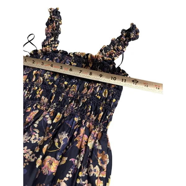 Ophelia Roe Floral Maxi Dress Womens Medium Blue Cotton Smocked Tiered Boho Boho - Image 2