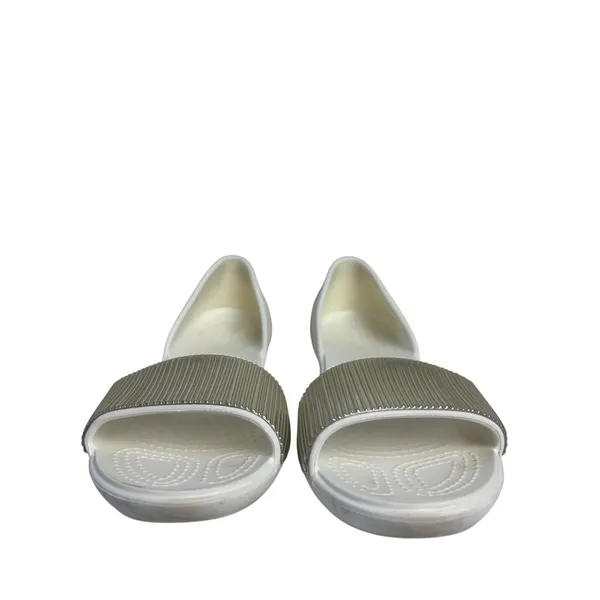 Crocs Lina Embellished D’Orsay White Sandals Size 7 Slide On Comfort Shoes - Image 5