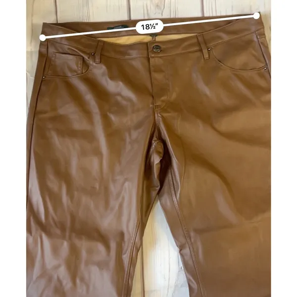 Wild Fable Low-Rise Faux Leather Flare Pants -Brown Women's 16 - Image 3