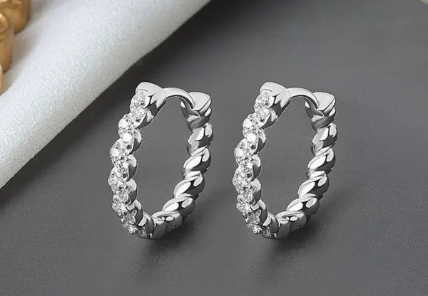 14mm Small Silver Hoop Earrings for Women Personality Fashion Simple Style - Image 2