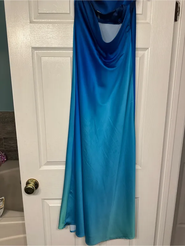 12th Tribe Natalia Blue Ombre Strapless Maxi Dress size small - Image 9