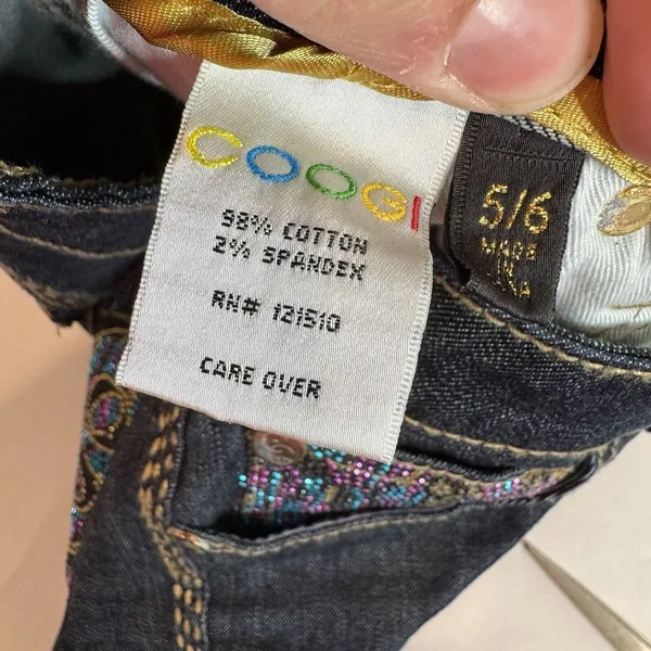 COOGI Rhinestone Embellished Butt Jeans Low Rise Straight‎ Leg Sz 5/6 Y2K Blue - Image 12