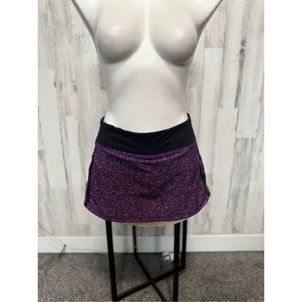 Lululemon Purple Speckled Athletic Skort Size 6 Built-In Shorts Zipper Pocket - Image 12