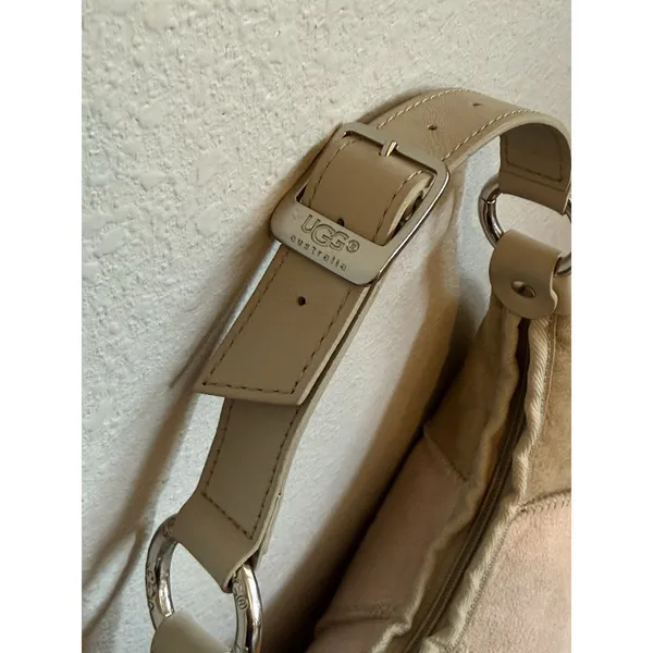 UGG Bag Purse Shoulder Handbag Pink‎ Tan Suede Shearling Malibu Boho Handbag - Image 5