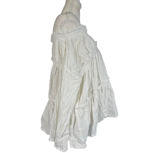 Free People Peasant Top S Ivory Cotton Gauze Off Shoulder Bell Sleeve Boho - Image 8