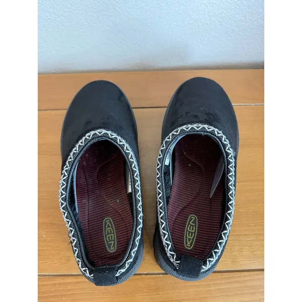 KEEN Women's Black Suede Platform Mule Clogs Slip-On Embroidered Trim Sz 8.5 - Image 6