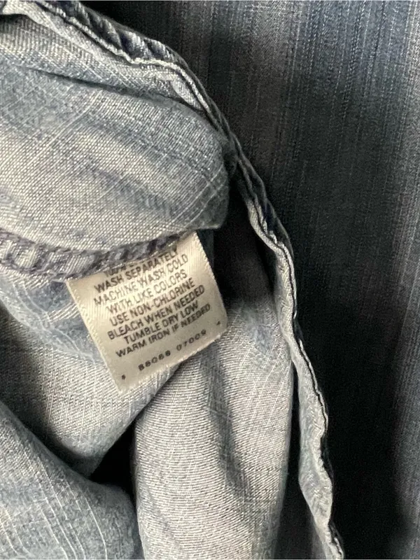 Indigo denim shirt Medium ~ Soft Excellent ~ Lightweight Weatern Snap - Image 7