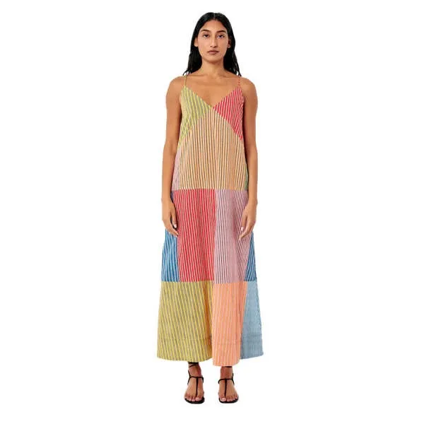 RHODE Nadia Maxi Dress Multi Stripe Patchwork Cotton Size 0 NWT - Image 10