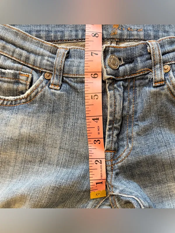 7 For All Mankind Medium Wash Flare Jeans 26 Stretch Denim Y2K USA - Image 10