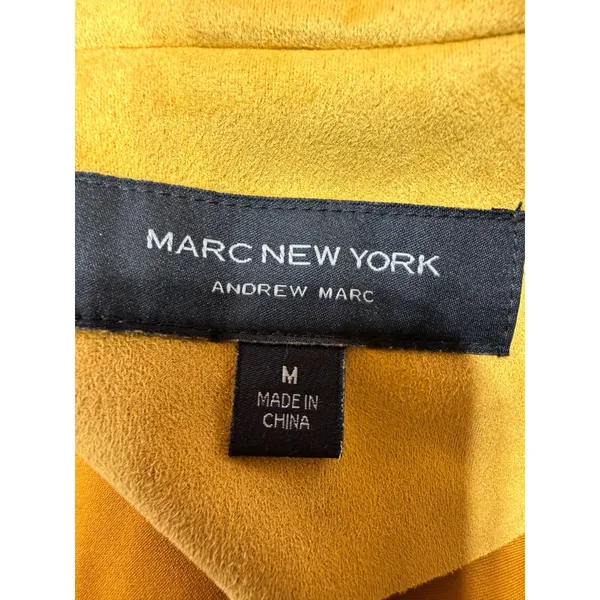 Marc New York Trench Coat Faux Suede Belted Double Breasted M Mustard Yellow - Image 3